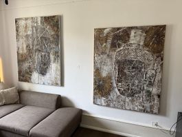 Zwei Grosse Designer Buddha Gemälde
