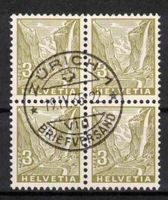 1934 Landschaftsbilder Nr. 194 im Viererblock ʘ gestempelt