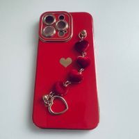 Hülle Cover Etui Case Rot für iPhone 14 Pro Max Herzkette