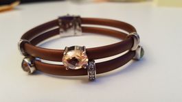 Armband mit Fingerring 925 Silber mit farbigen Zirkonia