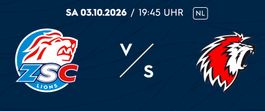 ZSC vs Lausanne am 3.10.2026 - 4 Sitzplätze