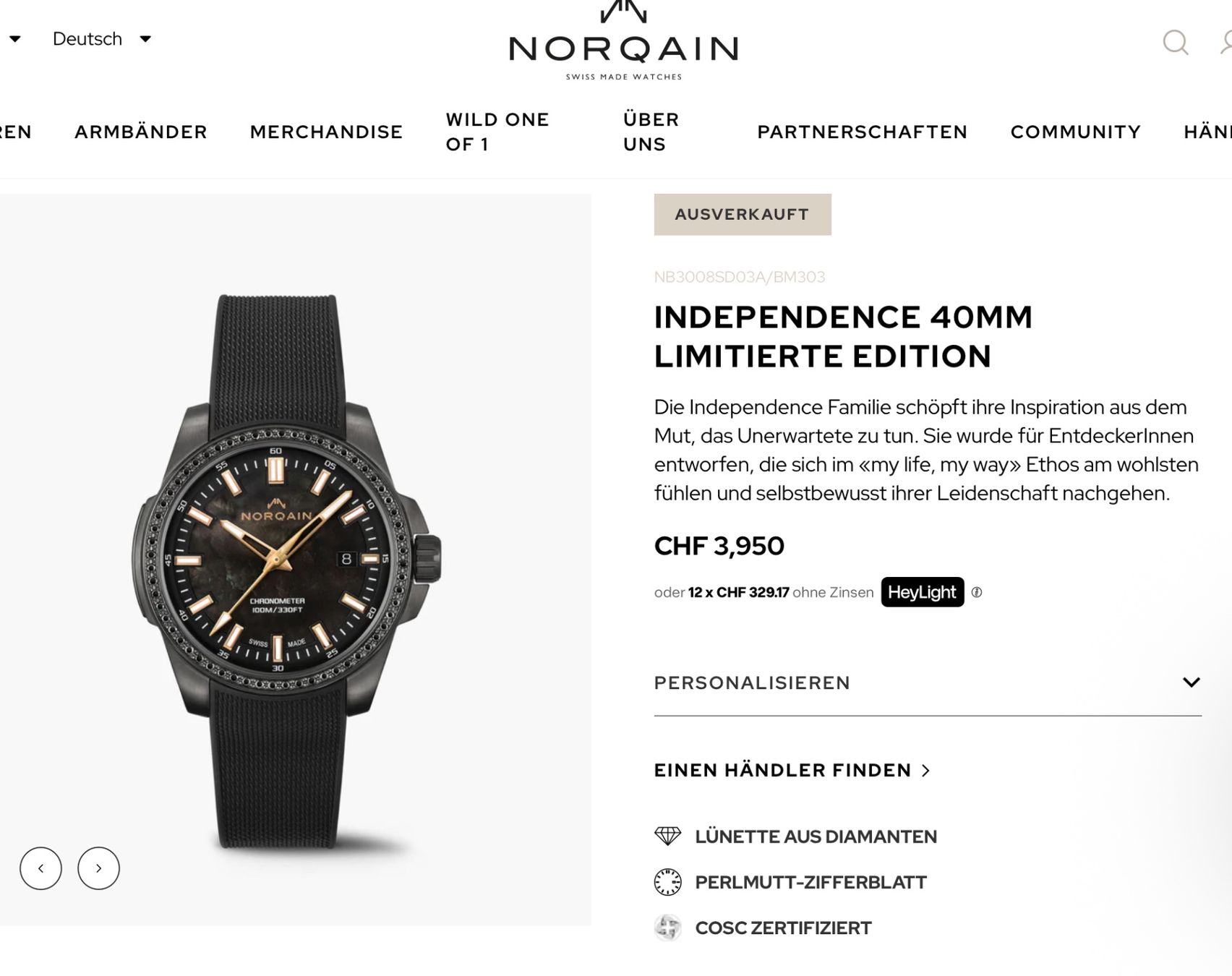 Norqain Orologi: NORQAIN INDEPENDENCE 40MM LIMITIERTE EDITION – Nuovo (secondo la descrizione) da Biberist venduto da Trinityforneo 3