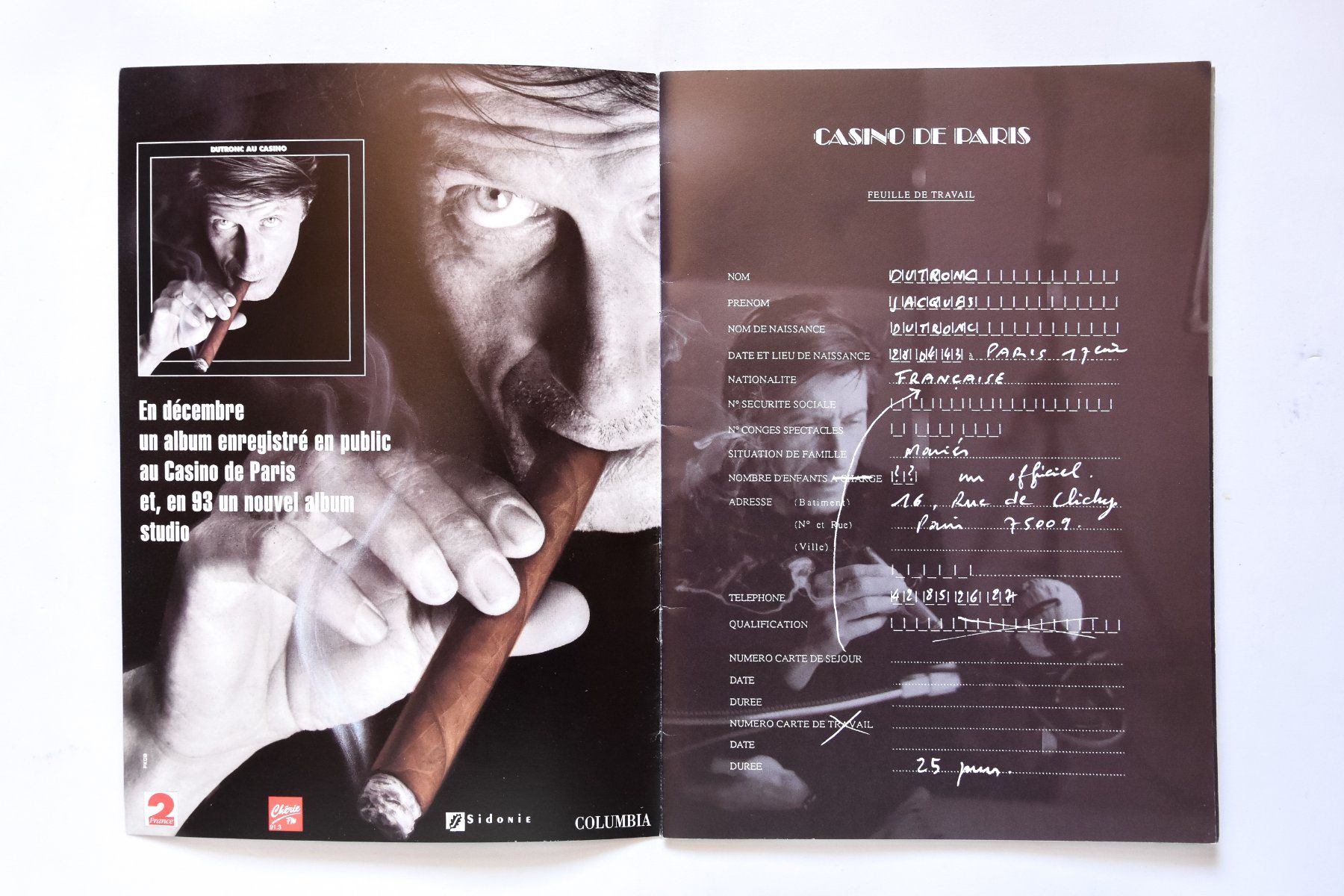 Zeitschriften & Magazine: Dutronc au Casino - Programme officiel 1992 – Gebraucht aus Belmont-sur-Yverdon von ag97 1