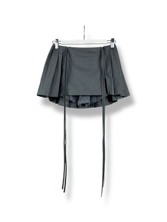 Graue Plissee-Rock mit Reissverschluss Shorts - Skort - Jupe