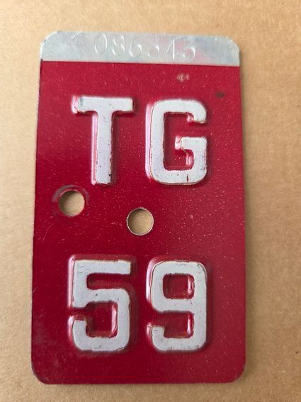 Sachs Insegne: Velonummer TG 59 plaque Velo – Usato da Schenkon venduto da Uhu007
