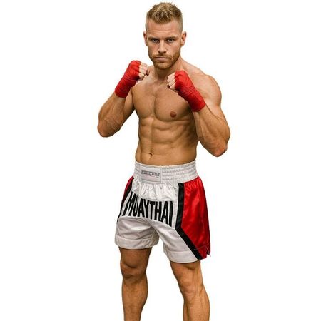 FIGHTERS - Muay Thai Shorts Weiss-Rot / Small bis XXL