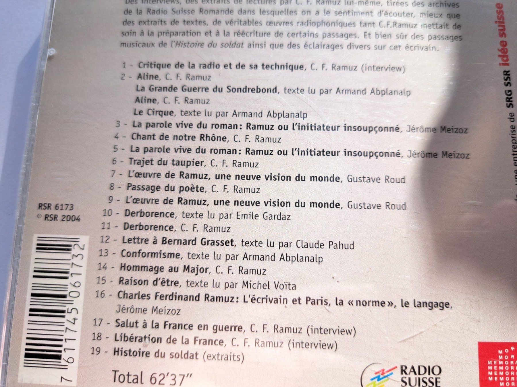 CD: Cd Charles - Ferdinand Ramuz Cd Audio RSR  – Usato da Pully venduto da bro_n52j 3