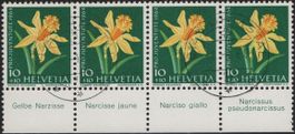 10 Rp. PJ 1964 Viererstreifen mit TAB (dt, fr, it. + lat.)