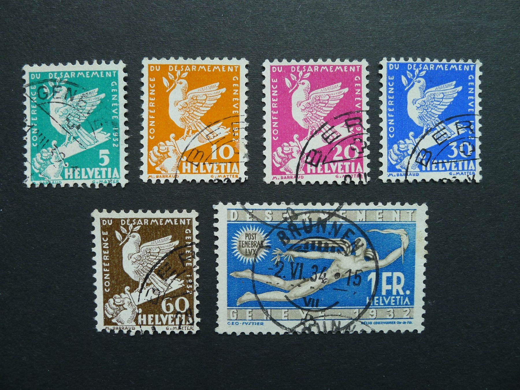 Tutti i francobolli: 1932 Nr. 185-190 gestempelt – Usato da Dagmersellen venduto da wyss1982