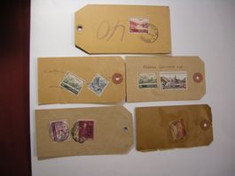 SCHÖNES LOT PAKET ETIKETTEN MIT FLUGPOSTMARKEN LANDSCHAFTEN