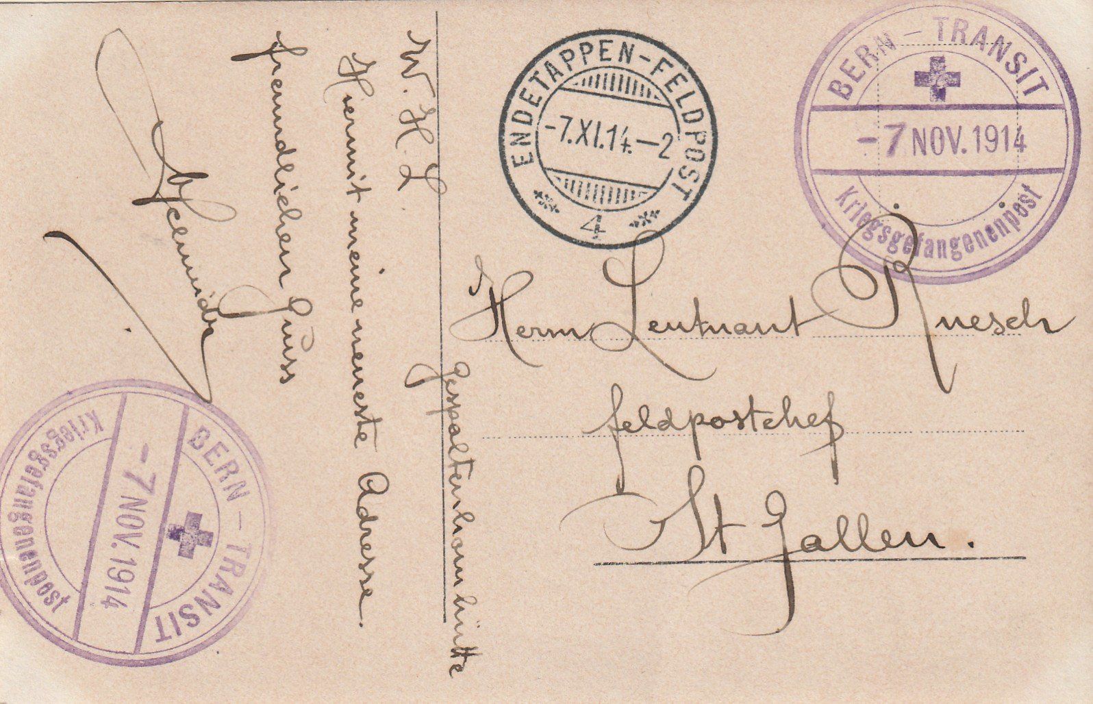 Alle Briefmarken: Stempel Kriegsgefangenpost Transit Bern auf Ak – Gebraucht aus Rorschacherberg von fratovi2