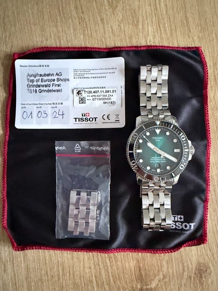 Tissot Orologi: Tissot Seastar 1000 Automatic, grün – Usato da Appenzell venduto da fischpas 2