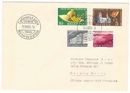 Lettre de Genève cachet S389 pour l'Afrique le 18.VII.55