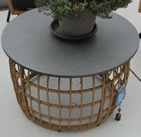 Stylischer Beistelltisch (Dunkelgrau / Korb) – Top Zustand
