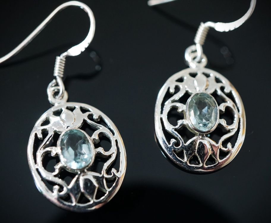 Ohrringe Damen – Tropfenform Mit Topas & Zirkonia, 925 Silber