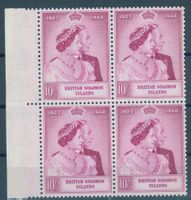 BRITISH SOLOMON ISLANDS, SILBERHOCHZEIT, 10Sh VIERERBLOCK **