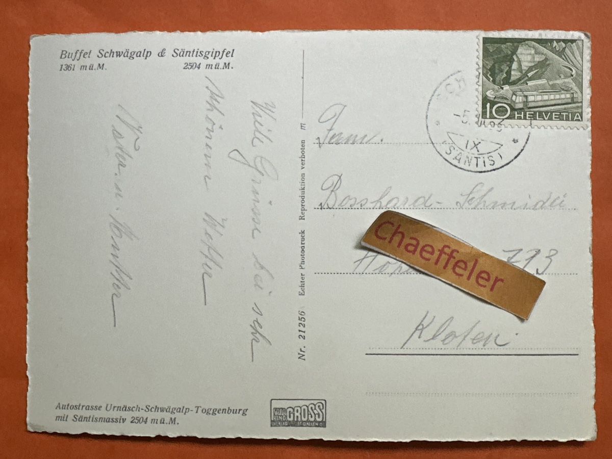 Cartoline postali: Buffet Schwägalp & Säntisgipfel – Usato da Zürich venduto da Chaeffeler 1
