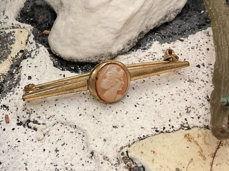 Broschen & Nadeln: Vintage Stabbrosche mit Gemme – Gebraucht aus luzern von Alpendorf1
