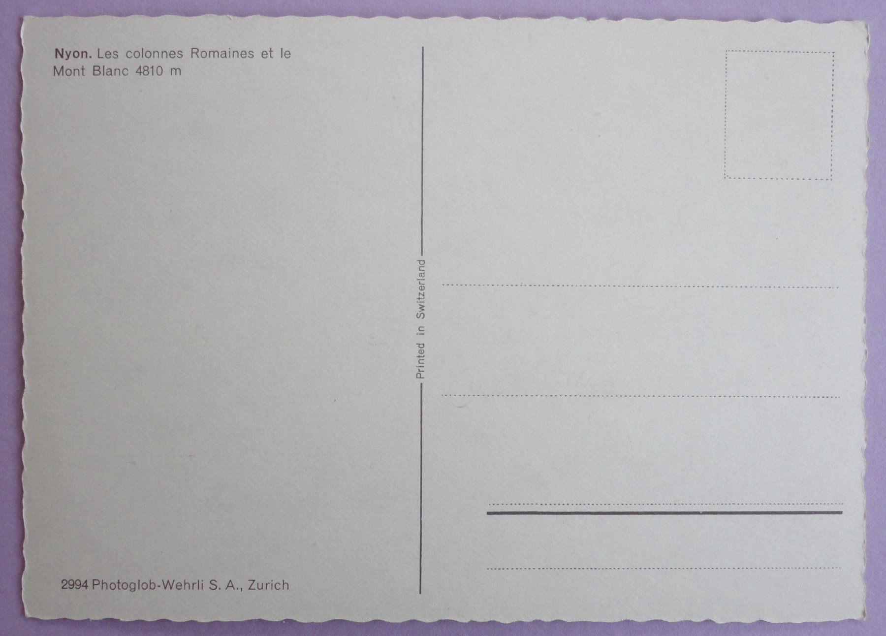 Cartoline postali: Nyon, Le Colonnes Romaines – Usato da Fétigny venduto da Billy2miny 1