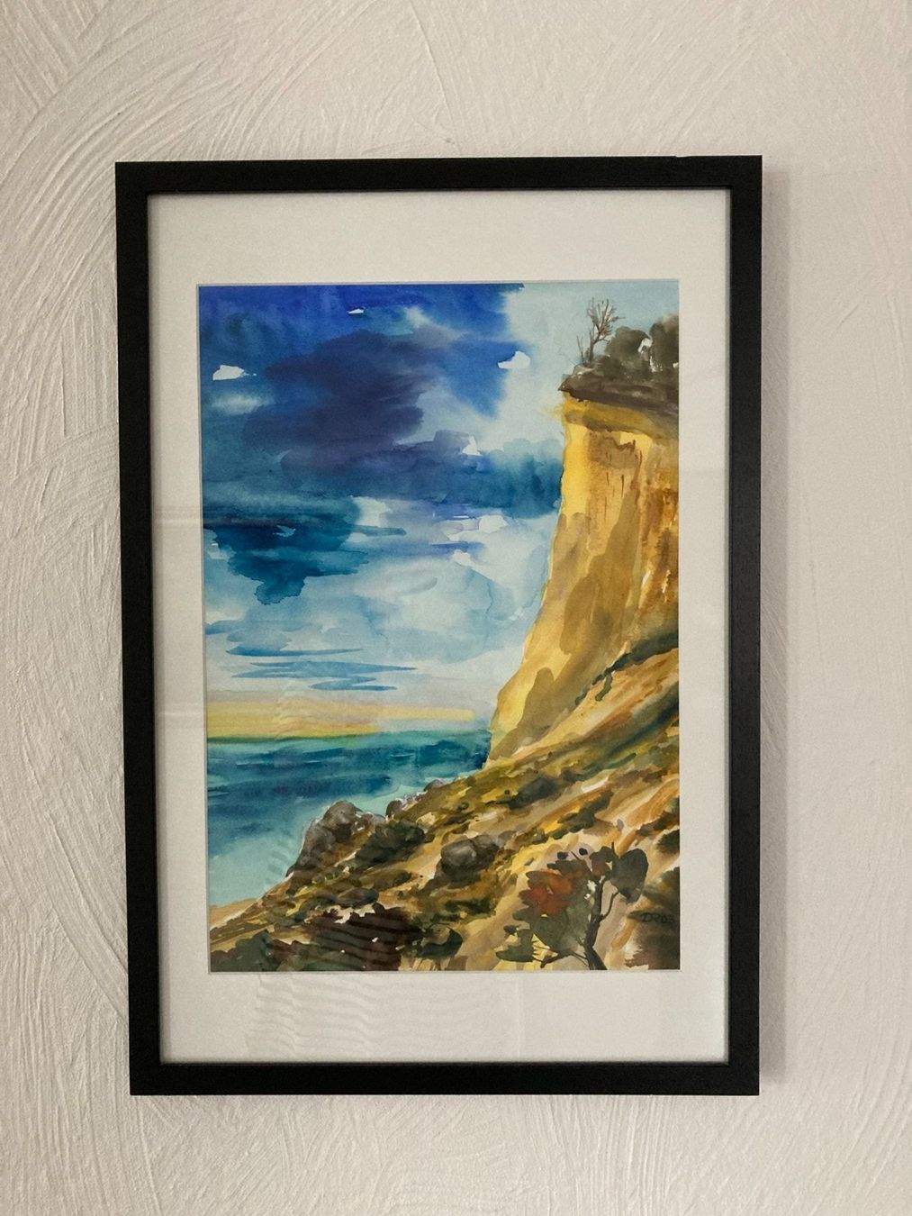 Dipinti: GEMÄLDE  AQUARELL  MEER  KLIPPE  LANDSCHAFT  gerahmt/Glas – Usato da Subingen venduto da ArtBead