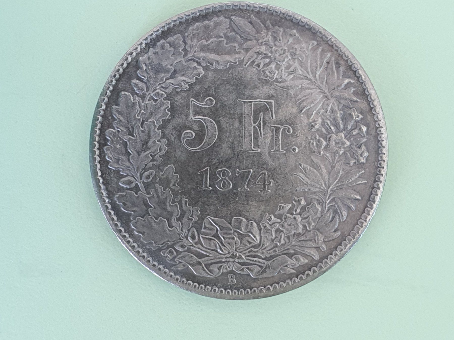Tutti le monete: 5 Franken 1874 B ohne Punkt - Silber **** – Usato da luzern venduto da Jrouge 1