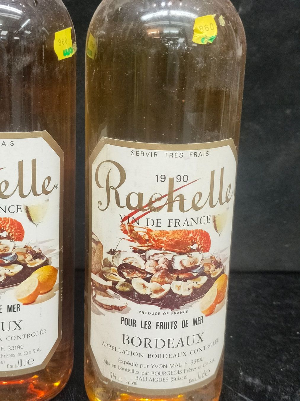 Wein: 2 BOUTEILLES RACHELLE BORDEAUX 1990 – Neu (gemäss Beschreibung) aus Genève von Leboucheoreilles 1