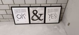Einzigartige Kunstdrucke - "YES", "&", "OK" - Neu!