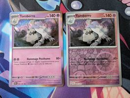Lot 2 cartes Pokémon FR Tomberro holo/reverse PAF