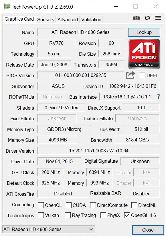 Amd Schede grafiche: AMD HD 4850 1GB – Usato da Vevey venduto da souris14 6