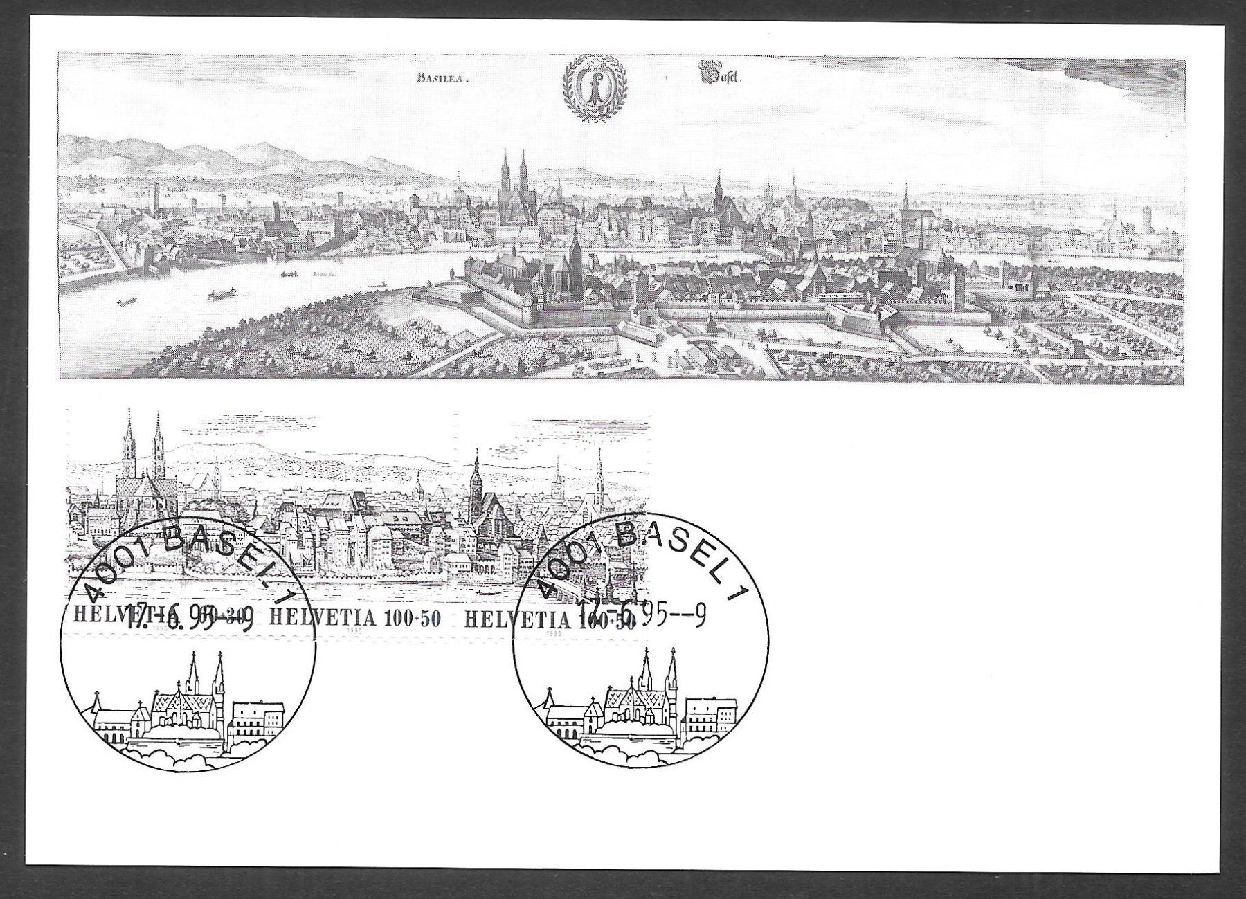 Tutti i francobolli: Maximumkarte W76 - W78 Basler Taube Basel 17.6.1995 – Usato da Olten venduto da clotaldi
