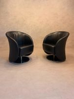 PM Oelsa Sylt Lounge Sessel Drehsessel aus Leder in schwarz