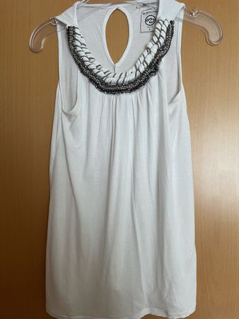 Damen Top weiss Grösse S mit Perlenbesatz guter Zustand