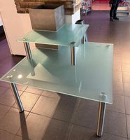 Glas Beistelltisch 2 Ebenen Glas Chrom Guter Zustand