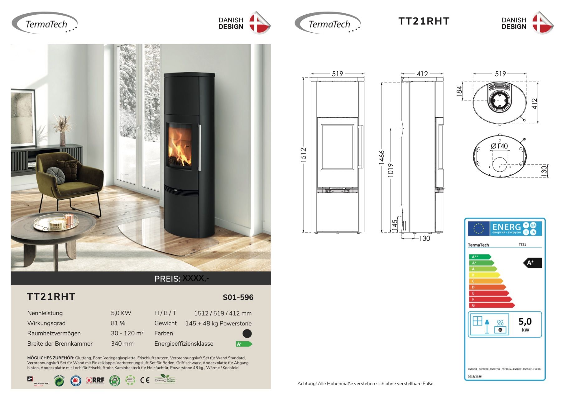 Stufe caminetto: Schwedenofen Termatech 21 RHT – Nuovo e nell'imballaggio originale da Birrwil venduto da martinrutzoefen 1