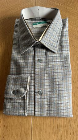 Langarm Herren Hemd Gr.43, kariert braun,grau,weiss,orange