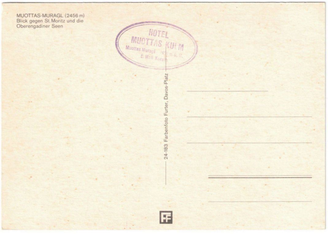 Cartoline postali: St. Moritz - Standseilbahn Muottas Muragl Bergstation – Usato da Binningen venduto da Mountainrider 1
