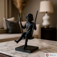 Girl on a Swing – Minimalist Poetic Sculpture - 3D Printed
