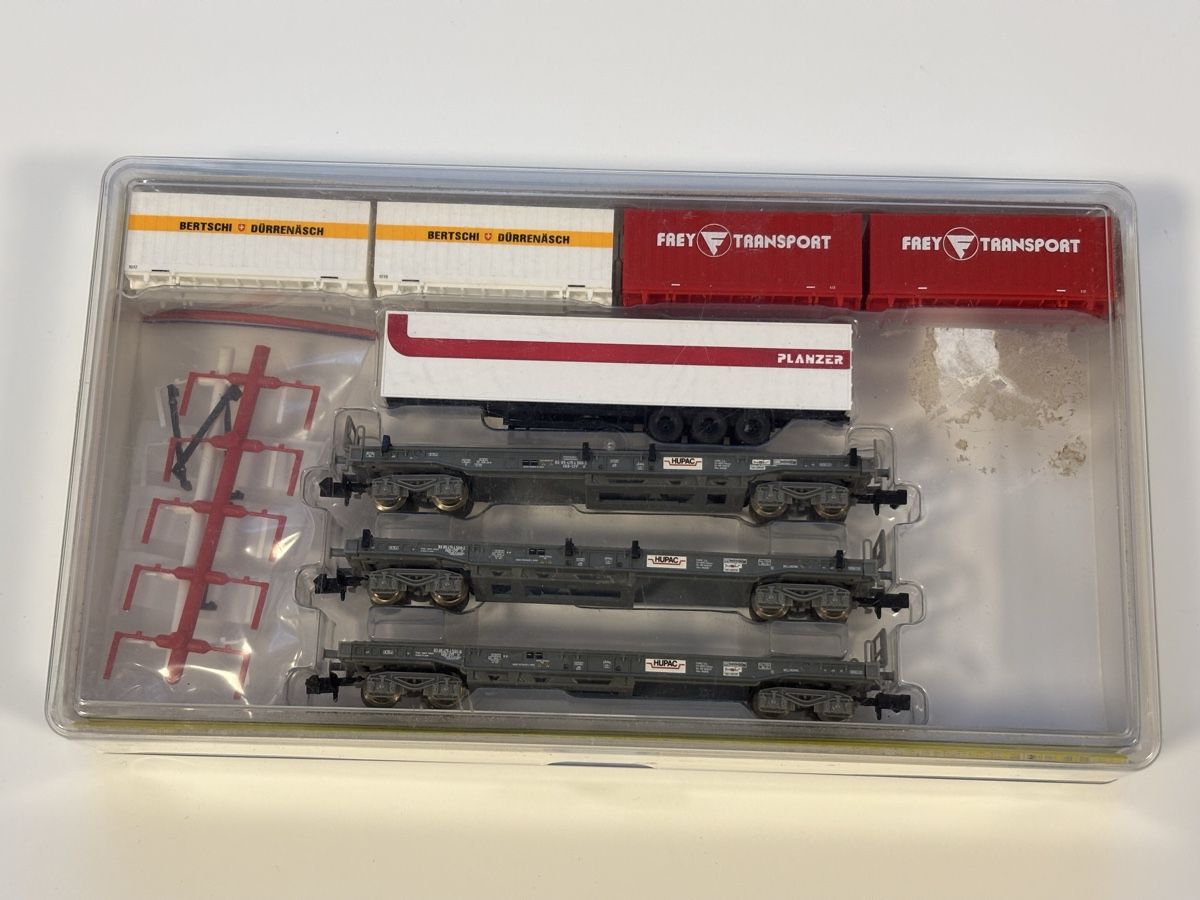 Trix Modellini di ferrovie: Trix 15045 Containerwagen Set SBB HUPAC – Usato da Lengnau AG venduto da Chefe43