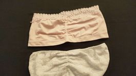 Bustier Set, Weiss und Rosa mit Spitzen Grösse S / M