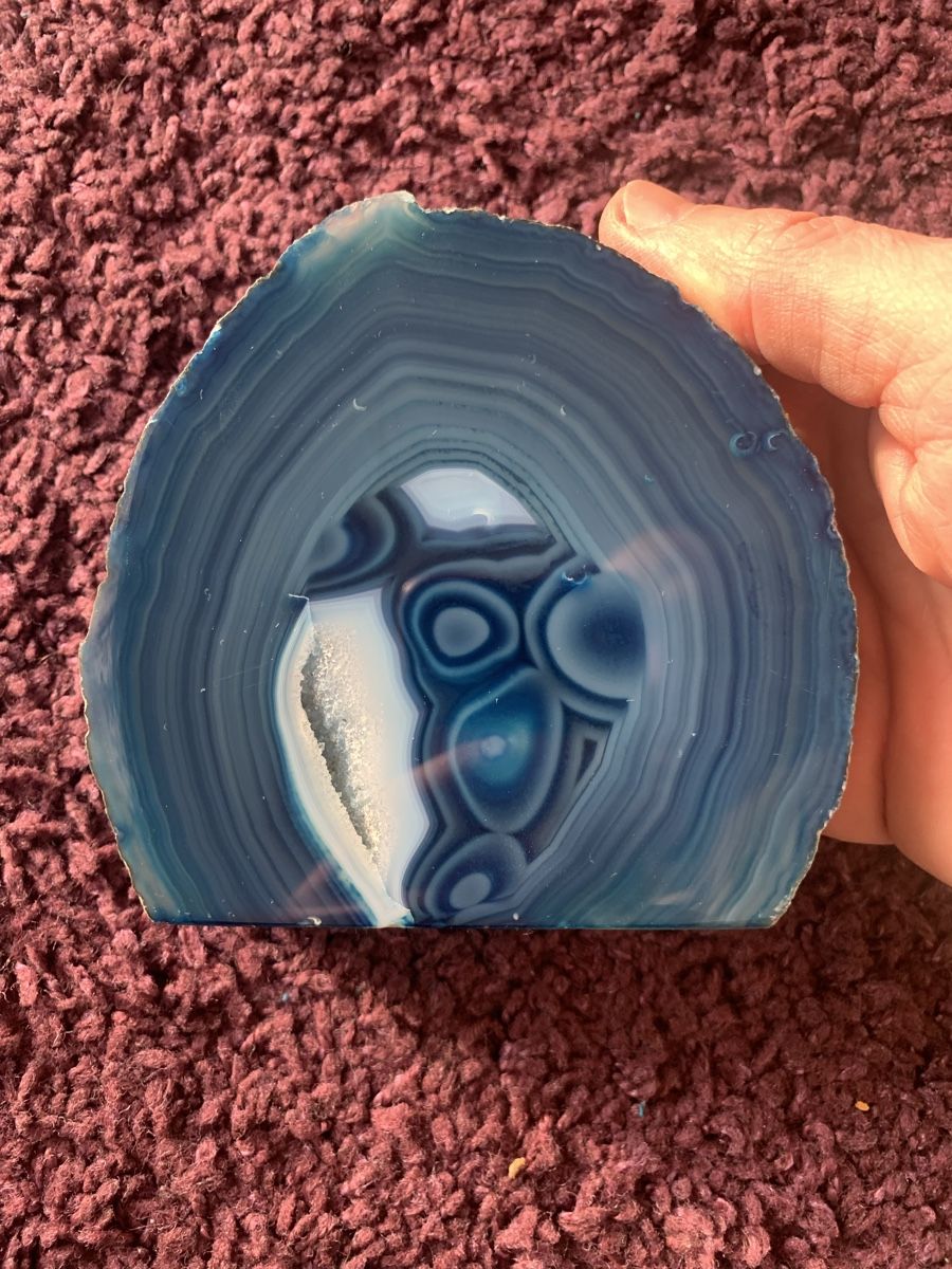 Minerali & Pietre curative: Blaue Achat Stein / Scheibe mit Druse – Usato da Lyss venduto da nekoreh 6