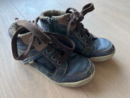 Halbhohe gefütterte blaue Lederschuhe Gr 28