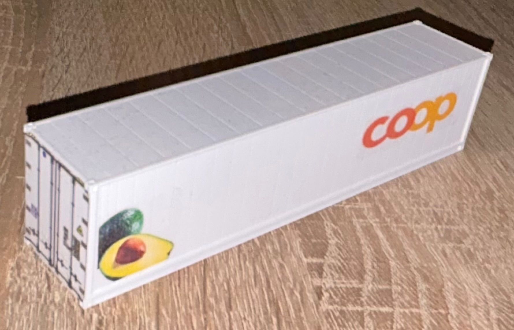 Roco Modellini di ferrovie: 1:87 Coop Kühlcontainer 45ft Avocado – Nuovo e nell'imballaggio originale da Belp venduto da AEMA-Modellbau
