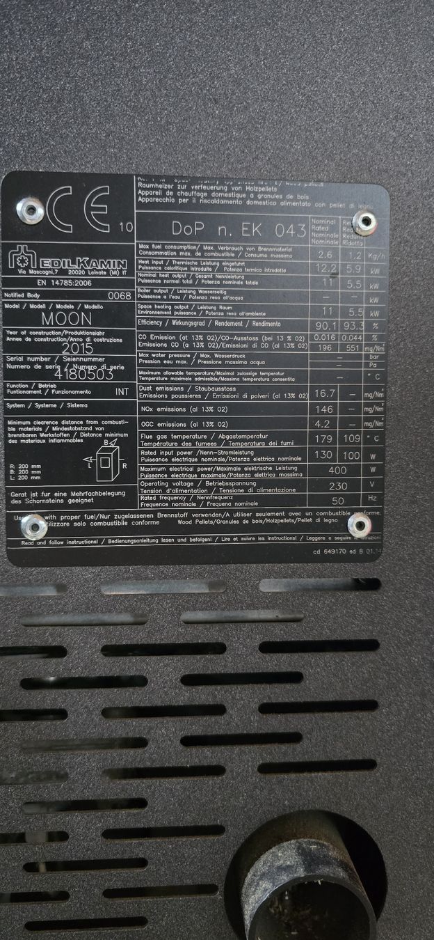 Stufe caminetto: Poêle à pellets Edilkamin Moon, année 2015 – Usato da Courchavon venduto da Julien03 3