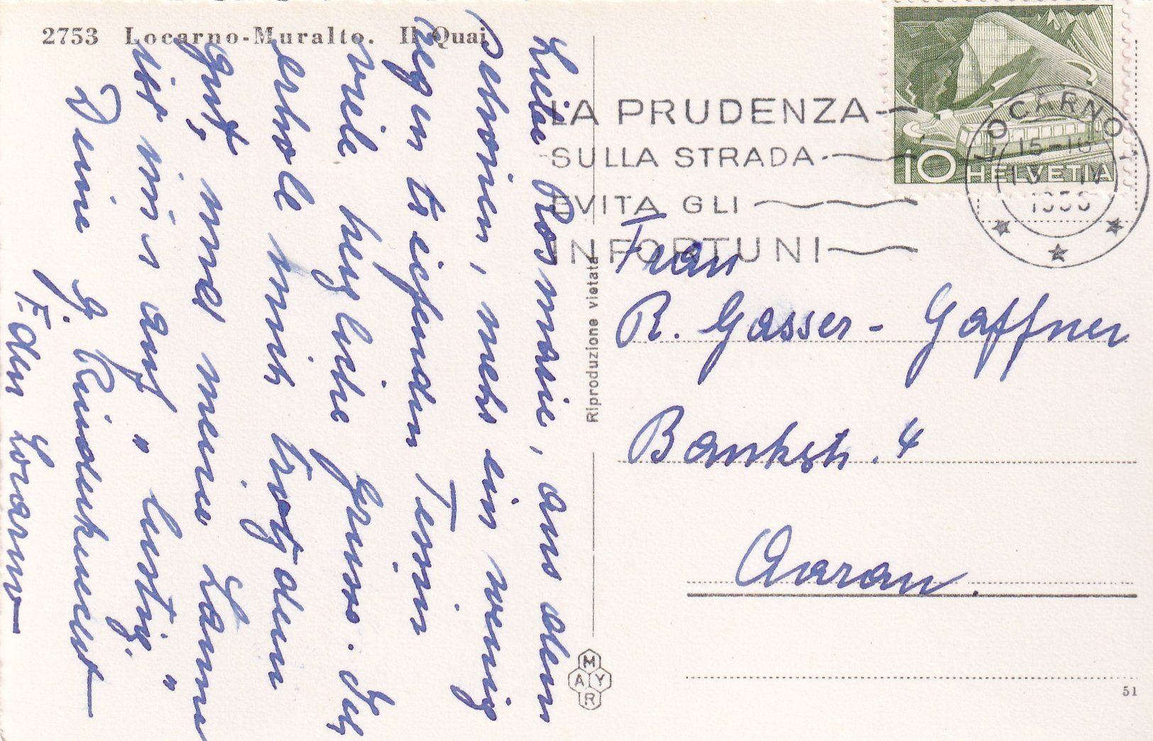 Cartoline postali: Muralto - Lungolago Giuseppe Motta /mp – Usato da Hombrechtikon venduto da Rudolf07 1