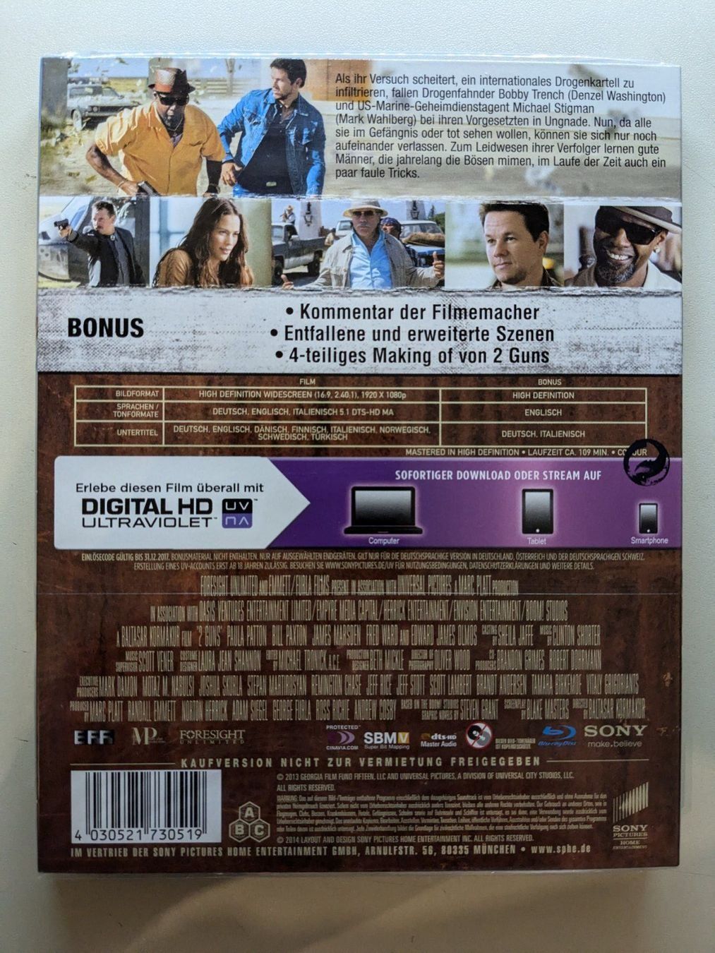  "2 Guns" mit Mark Wahlberg & Denzel Washington [Blu-ray/neu] (Neu und Bildidee 