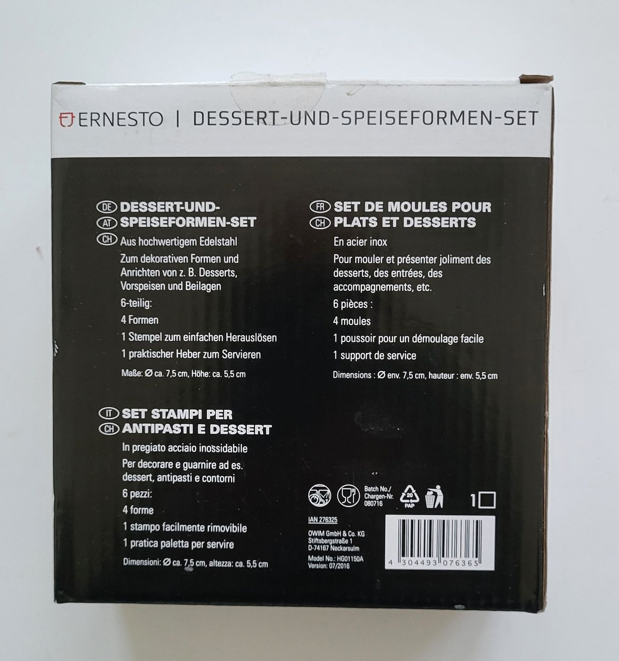 Teglie da forno: Dessert und Speiseformen-Set 6-Teilig – Nuovo e nell'imballaggio originale da Fehraltorf venduto da Gizma 1