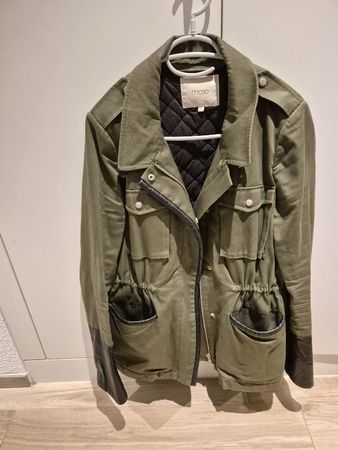 MAJE Jacke mit Leder Details, Khaki Gr. 40, Top Zustand!