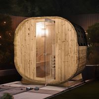 Outdoor Fasssauna SION L mit Ofen (6kW) + Zubehör