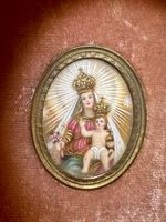 Antikes Madonnenbild mit Rahmen, Miniaturmalerei🖼️