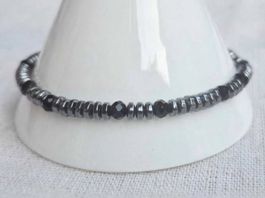 Bracciale agata nera e ematite  20cm nuovo